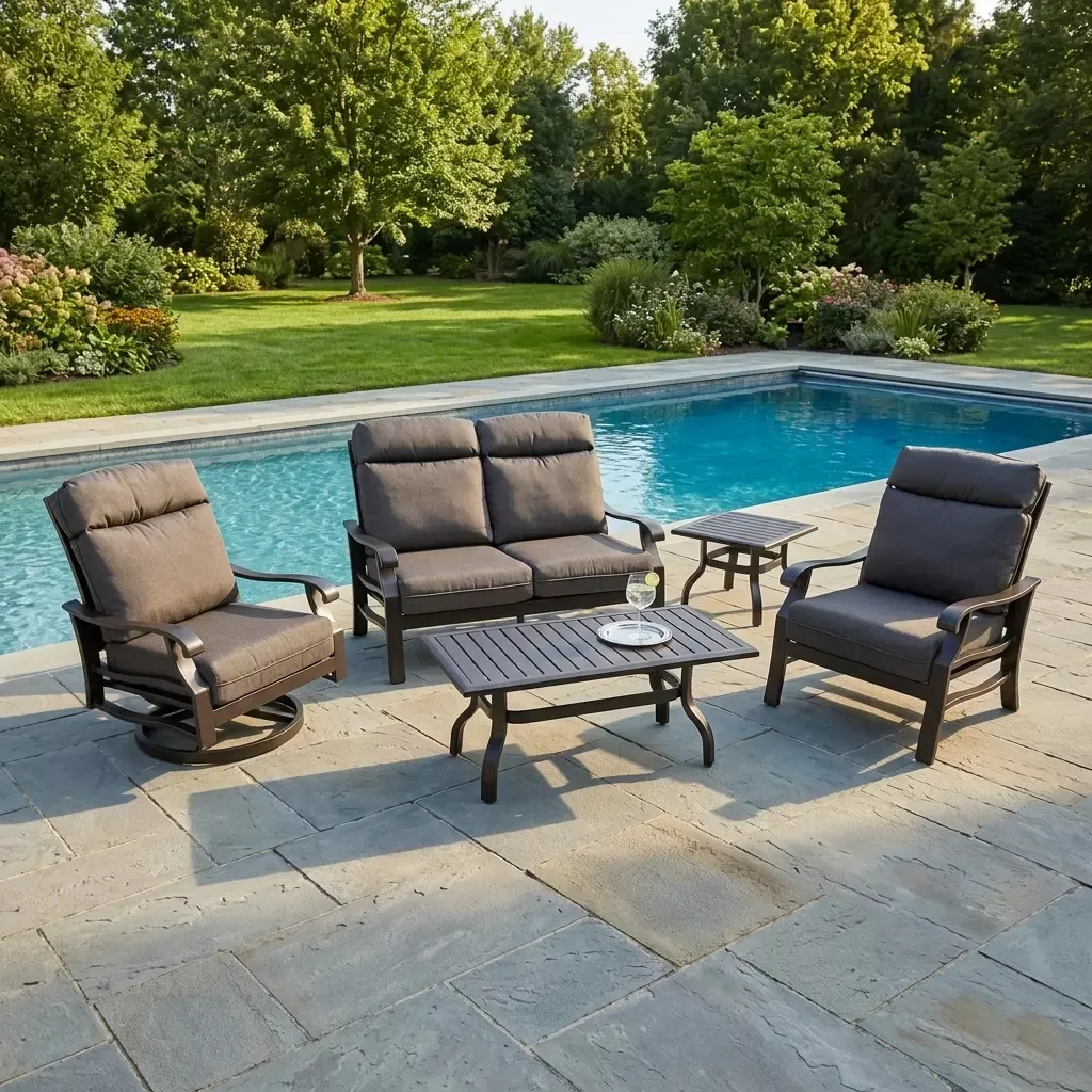 Stirling 5 Piece Loveseat Chat Group - Canvas Coal
