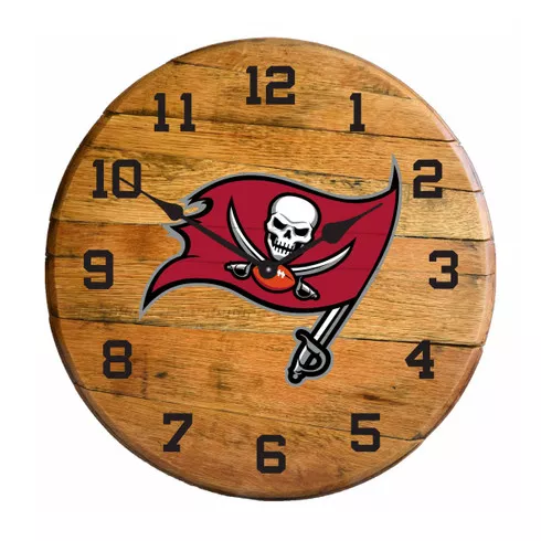 Tampa Bay Buccaneers21" Oak Barrel Clock