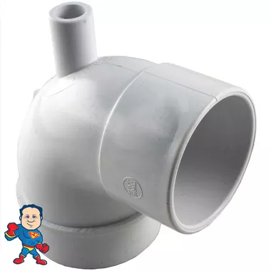 Vacuum Break Fitting, Suction, 2-1/2" Spigot x 2" Slip x 3/4" Barb, 90 Elbow Sweep